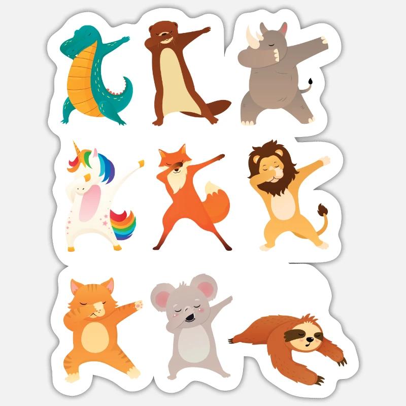 Dabbing Animals, Nope Not Today, Dab Dance Sloth - Sticker size S (10 x 10 cm) - white matte