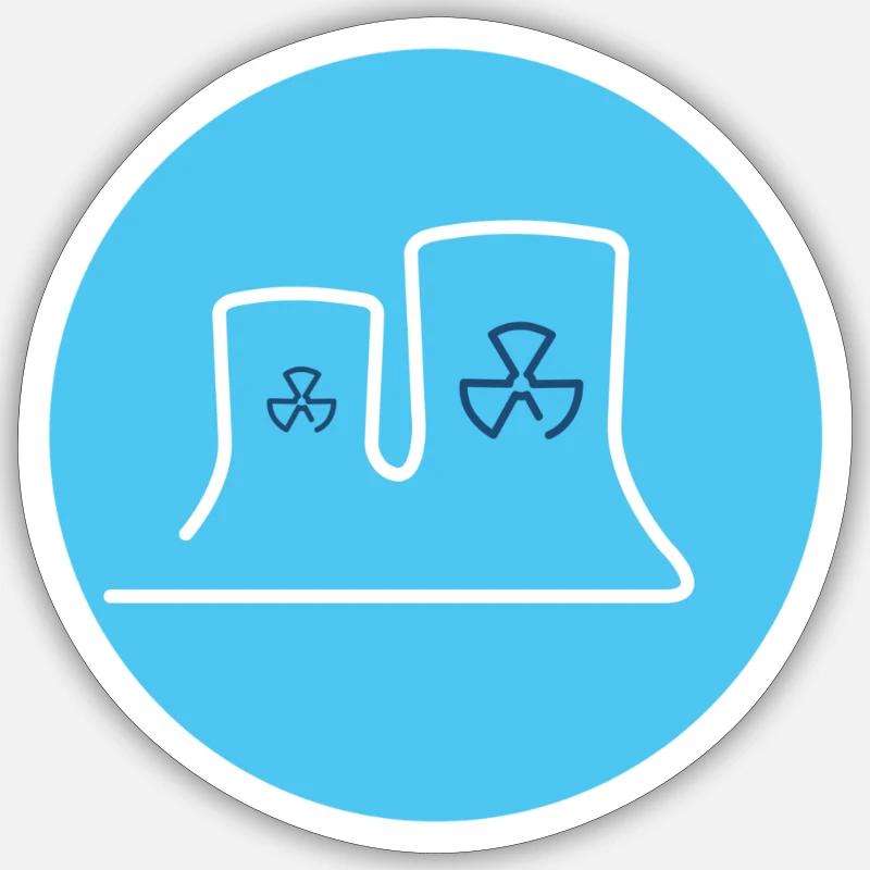 centrale nucléaire - Sticker taille S (10 x 10 cm) - blanc mat