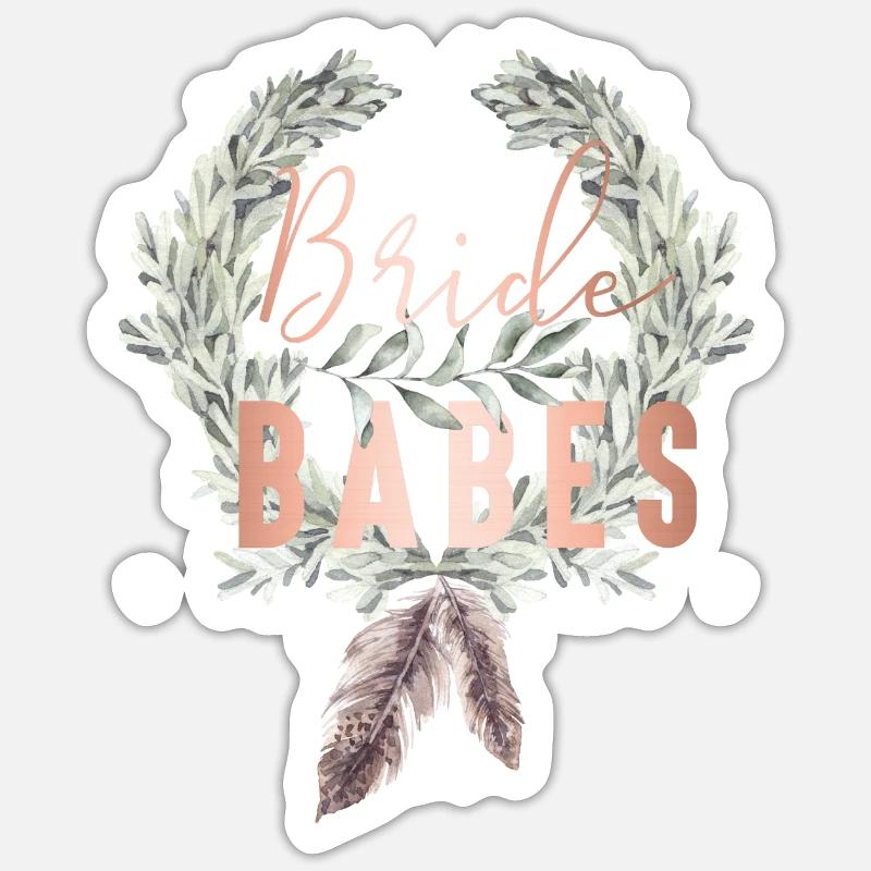 Boho Bride Babes Lorbeerkranz Sticker Größe S (10 x 10 cm)
