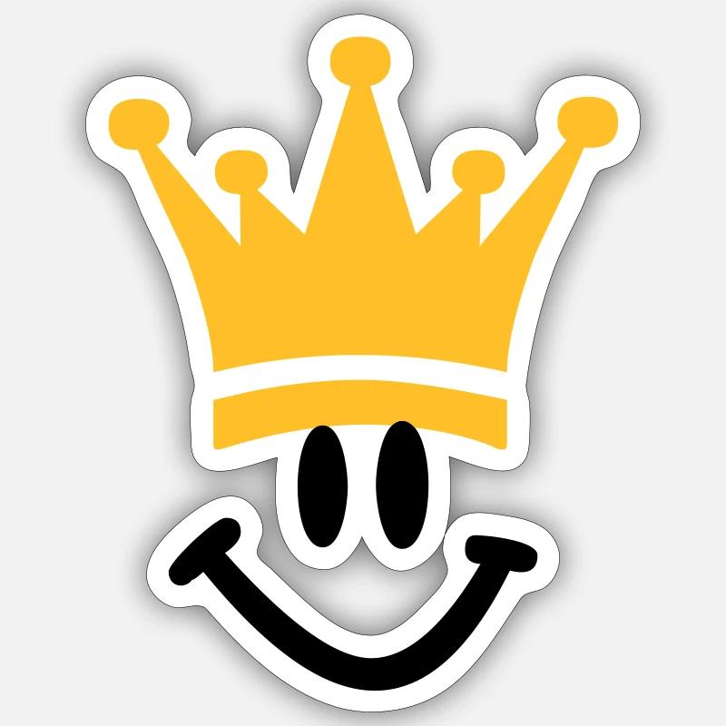 crown smile king - Sticker size S (10 x 10 cm) - white matte