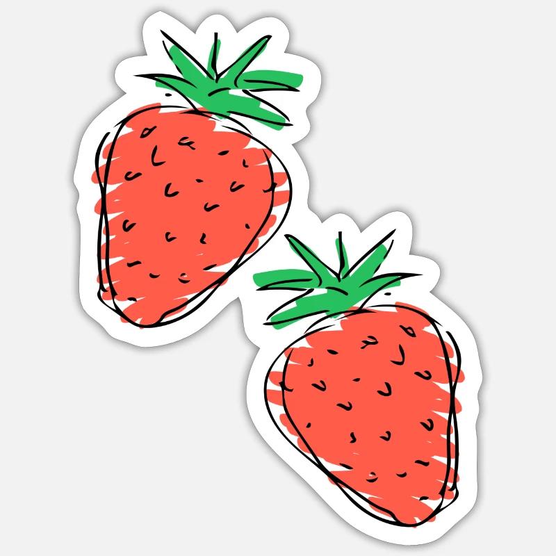 Erdbeere - Sticker Größe S (10 x 10 cm) - Mattweiß