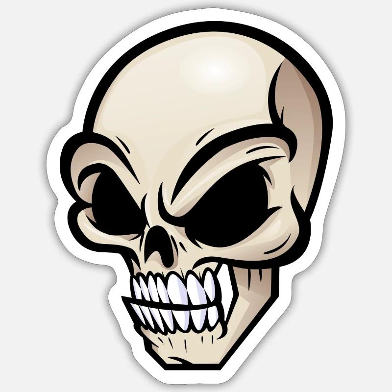 Rebel Skull with Functional Style - Sticker size S (10 x 10 cm) - white matte