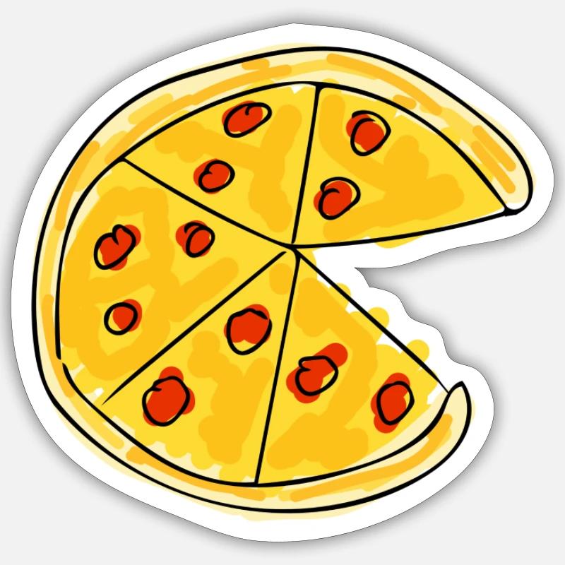 Pizza - drawing - Sticker size S (10 x 10 cm) - white matte