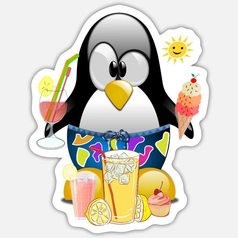 Pingouin, glace - Sticker taille S (10 x 10 cm) - blanc mat