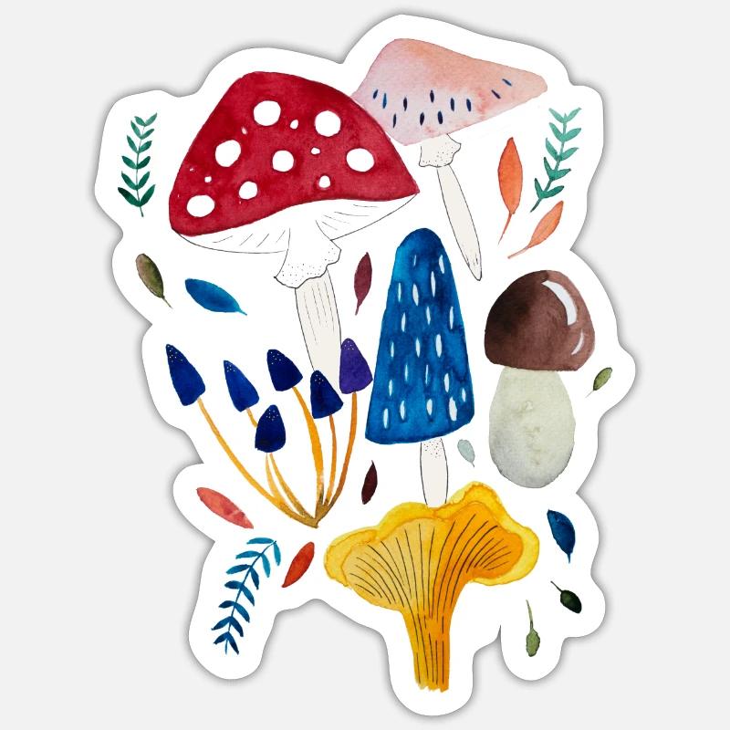 Mushroom design toadstool boletus chanterelle Sticker size S (10 x 10 cm)