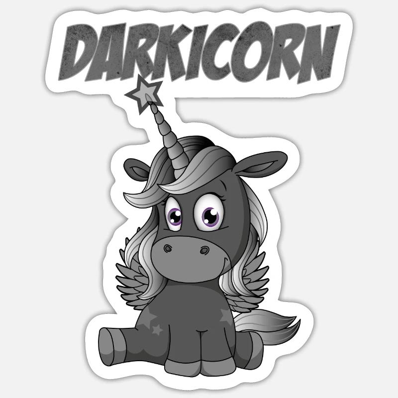 Darkicorn | Dunkles Einhorn Gothic Geschenkidee Sticker Größe S (10 x 10 cm)