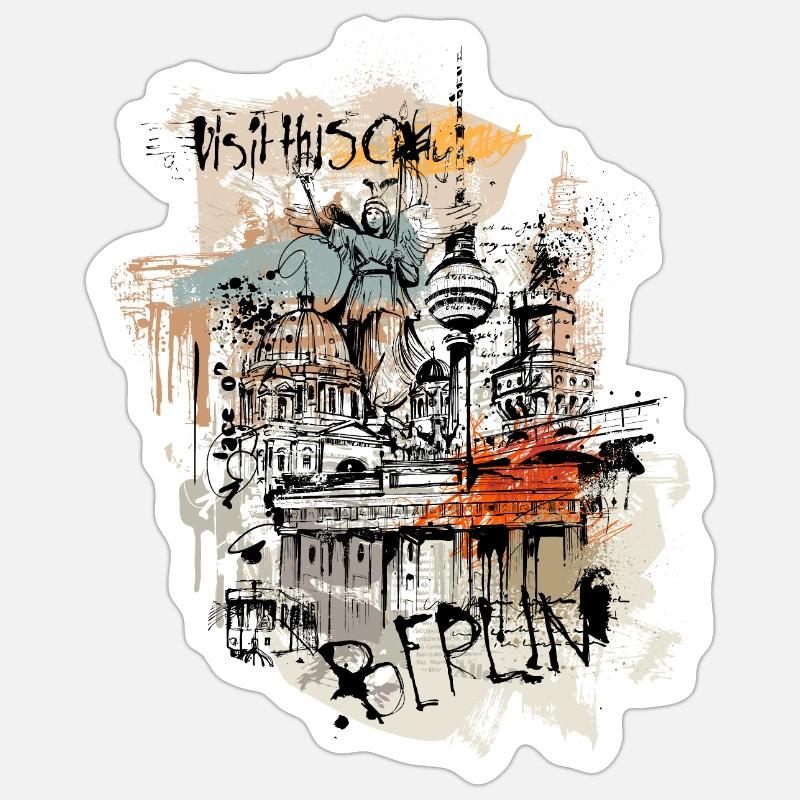 Collage d'art de Berlin - Sticker taille S (10 x 10 cm) - blanc mat
