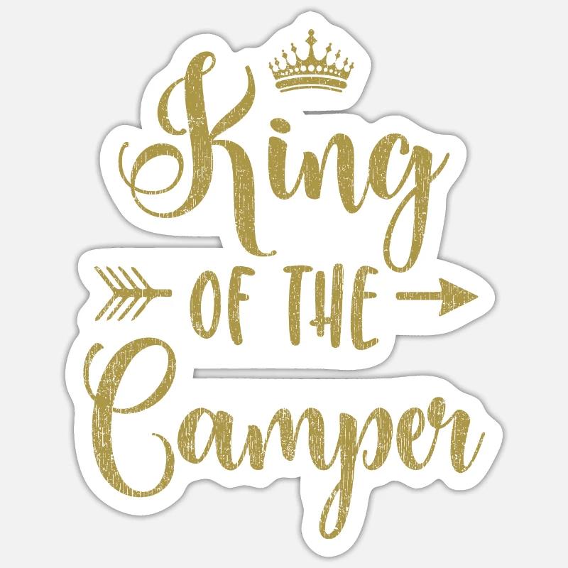 Camper Camping King Caravan Motorhome Men - Sticker formato S (10 x 10 cm) - bianco opaco