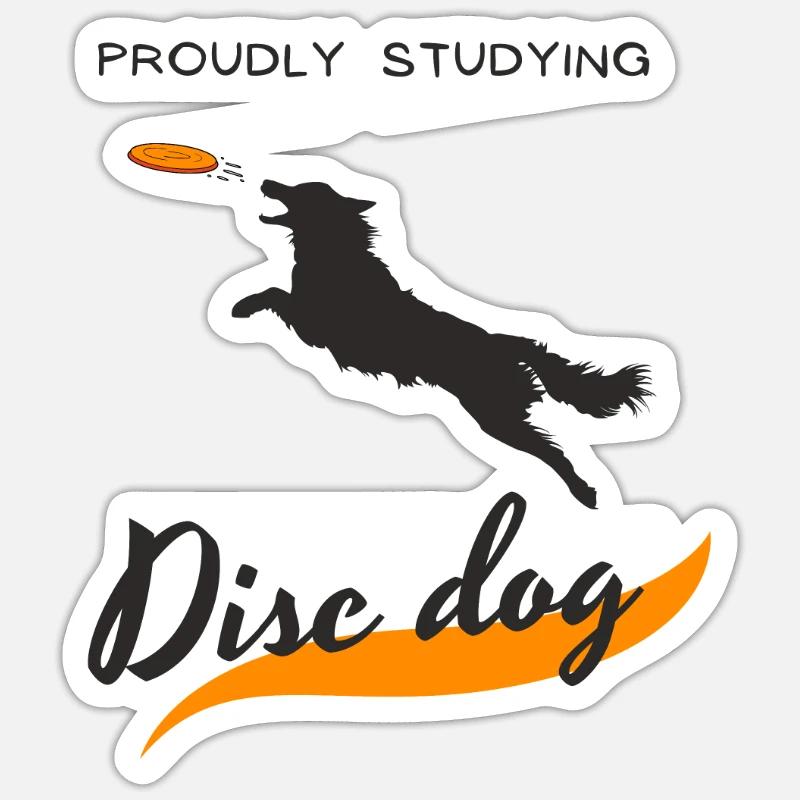 Fièrement étudiant Disc dog Sticker taille S (10 x 10 cm)