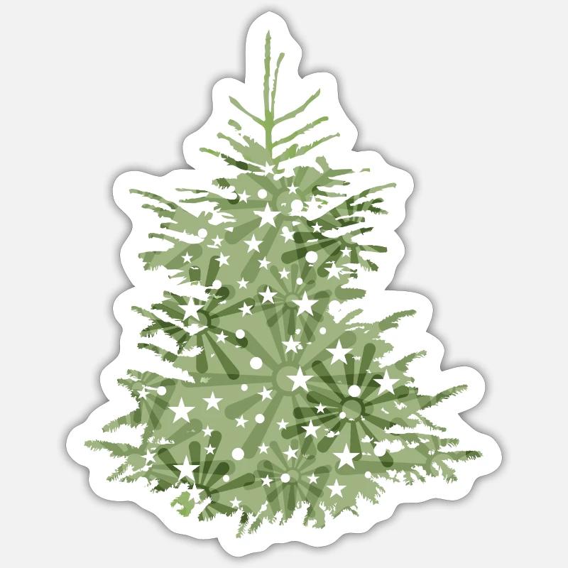 grüner Christbaum, Tannenbaum oder Weihnachtsbaum - Sticker Größe S (10 x 10 cm) - Mattweiß