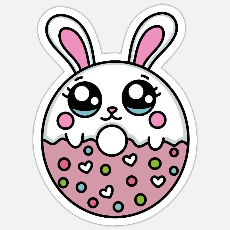 Rabbit donut - Cute donut (Rabbit) - Sticker size S (10 x 10 cm) - white matte