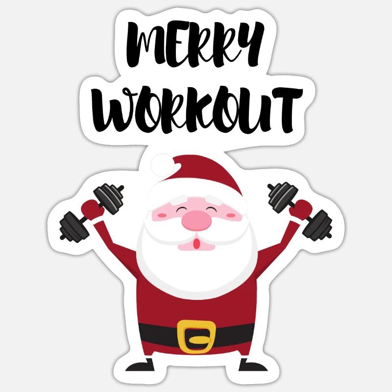 MERRY WORKOUT - Sticker size S (10 x 10 cm) - white matte
