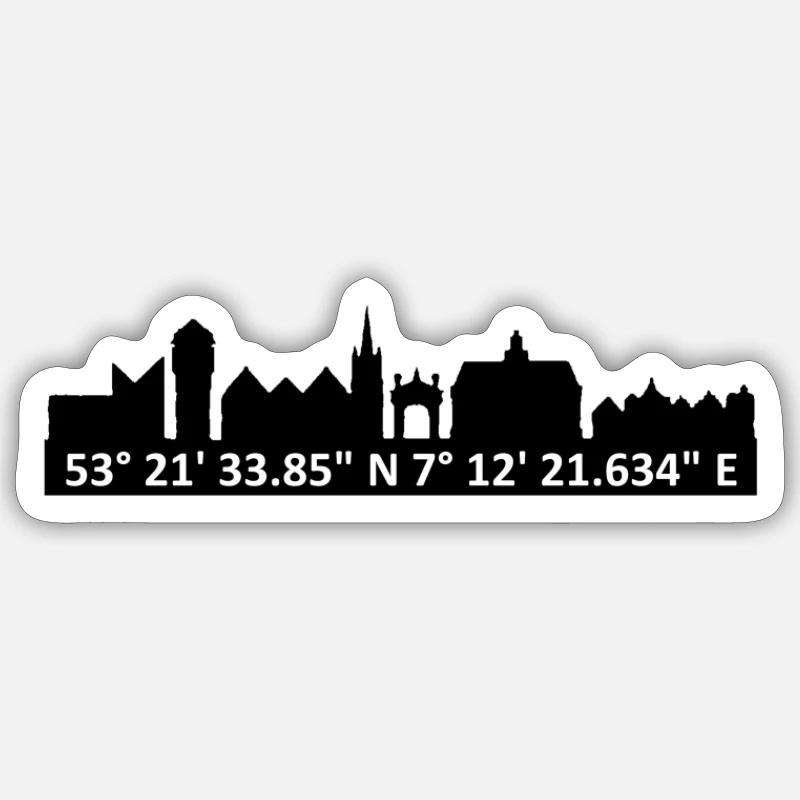 Emden skyline - Sticker size S (10 x 10 cm) - white matte
