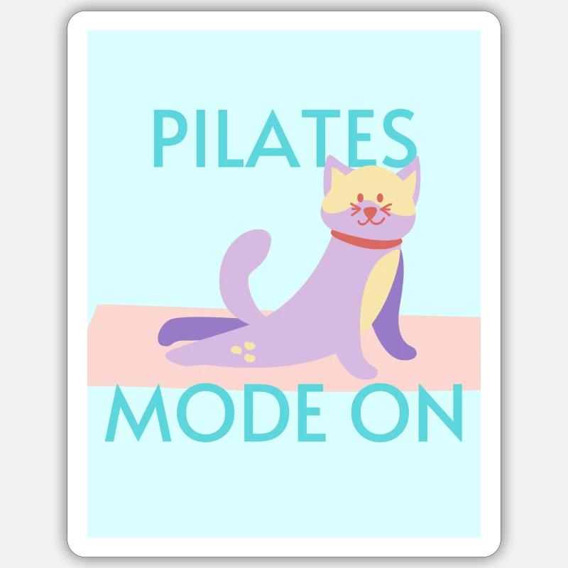 Pilates mode on - Sticker taille S (10 x 10 cm) - blanc mat