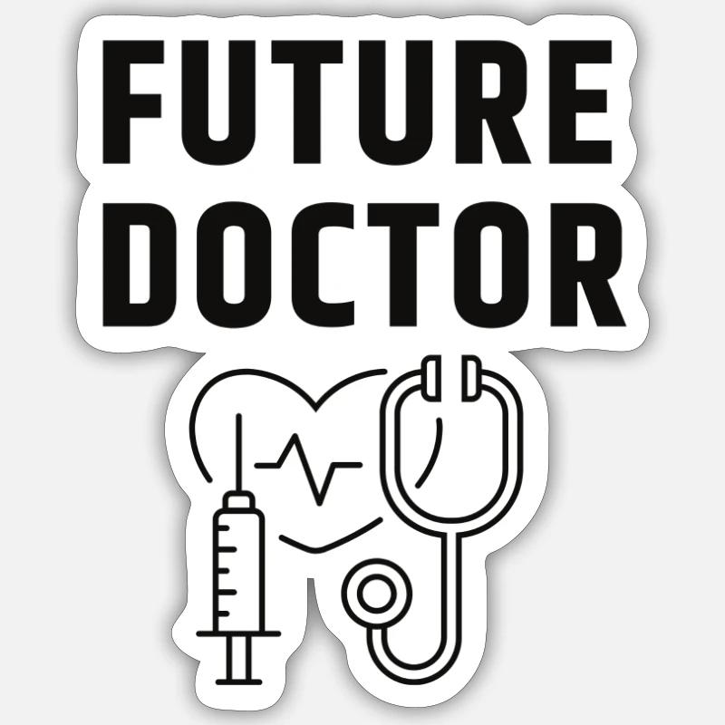 futur médecin - Sticker taille S (10 x 10 cm) - blanc mat