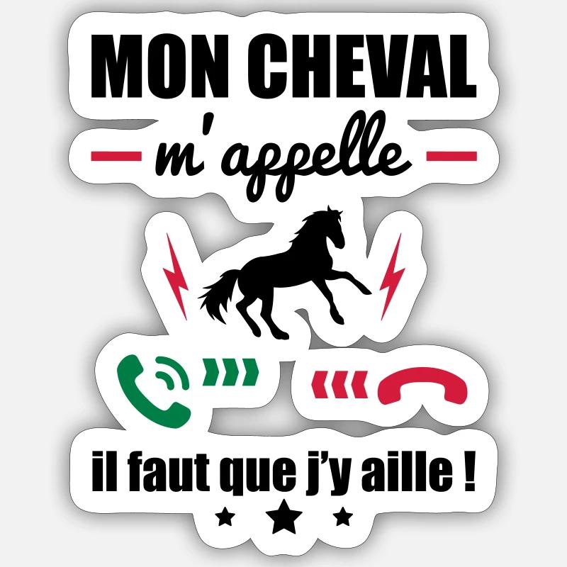 Mon cheval m'appelle,équitation - Sticker taille S (10 x 10 cm) - blanc mat