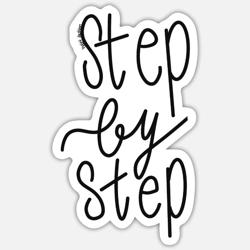 Step By Step - Sticker size S (10 x 10 cm) - white matte