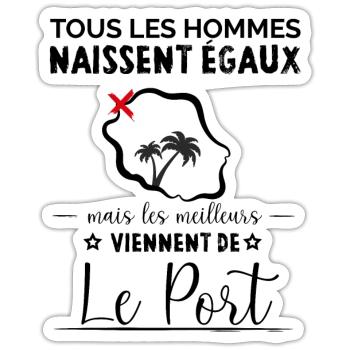 Les Meilleurs Viennent De Le Port De La Réunion. - Sticker taille S (10 x 10 cm) - blanc mat - Devant