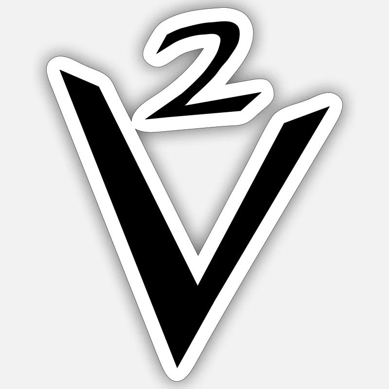 V2 Schriftzug - Sticker Größe S (10 x 10 cm) - Mattweiß