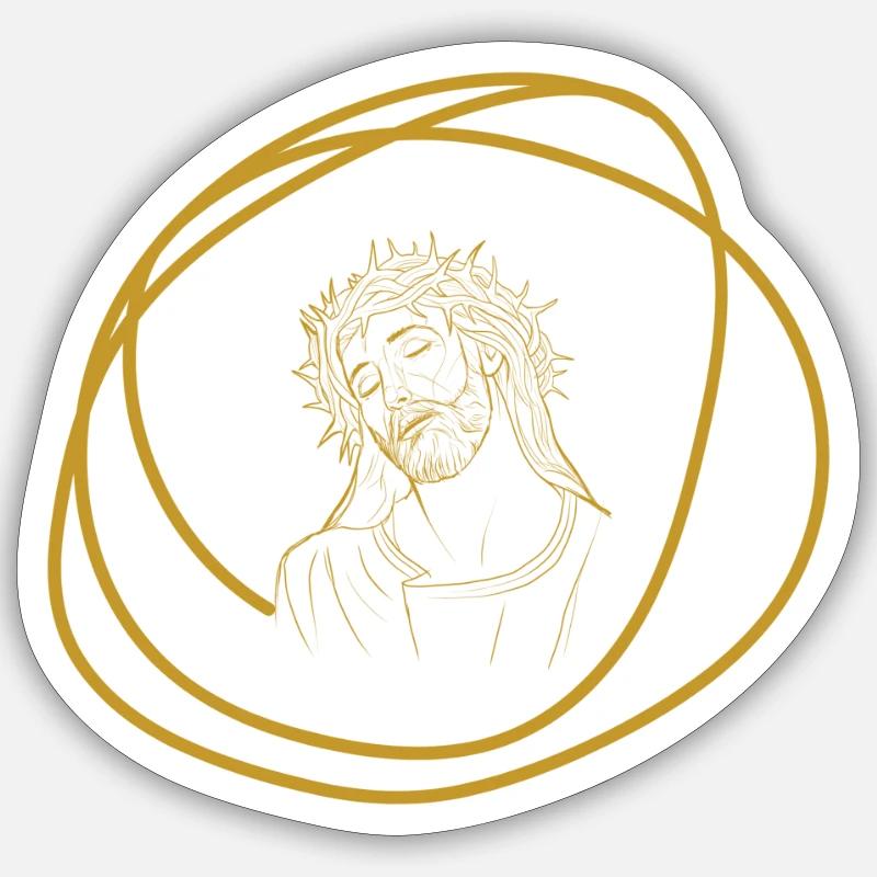 jésus - Sticker taille S (10 x 10 cm) - blanc mat