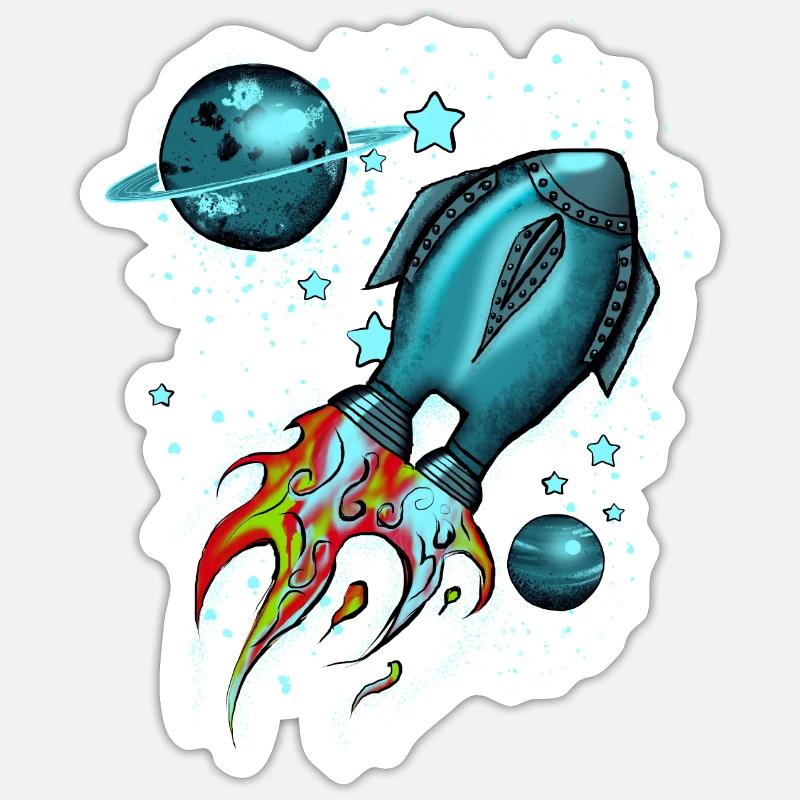 Missile spatial - Sticker taille S (10 x 10 cm) - blanc mat