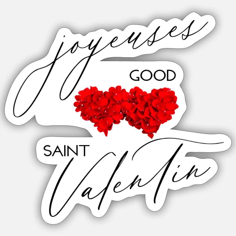 St Valentin - Sticker taille S (10 x 10 cm) - blanc mat