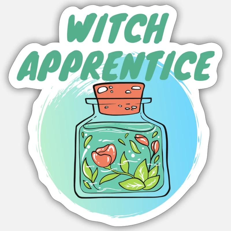 witch apprentice green Sticker size S (10 x 10 cm)