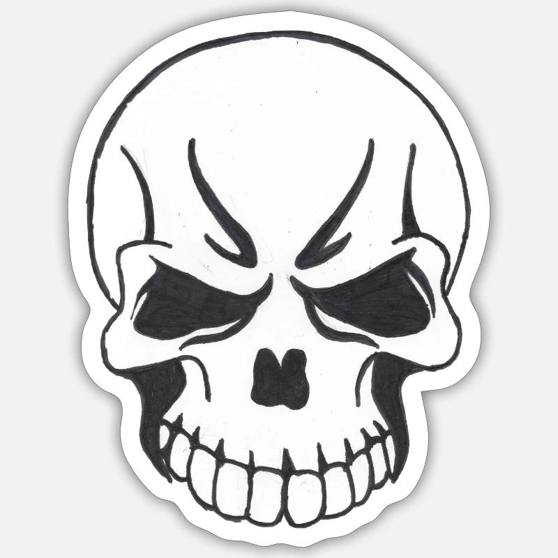 SKULL COMIC STYLE - Sticker taille S (10 x 10 cm) - blanc mat