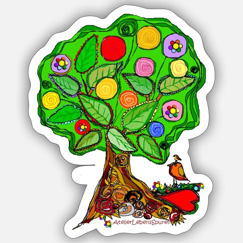 LebensBaum - Sticker Größe S (10 x 10 cm) - Mattweiß