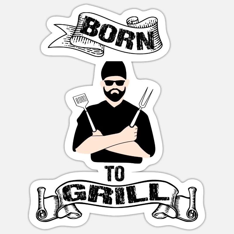 Barbecue - Sticker taille S (10 x 10 cm) - blanc mat