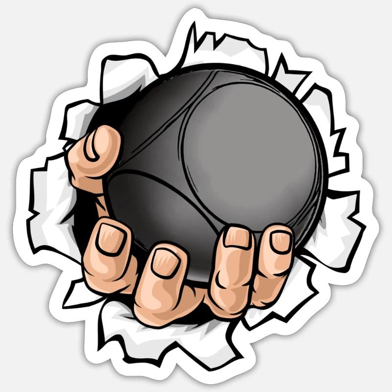 Boule hand avec boule - Sticker taille S (10 x 10 cm) - blanc mat