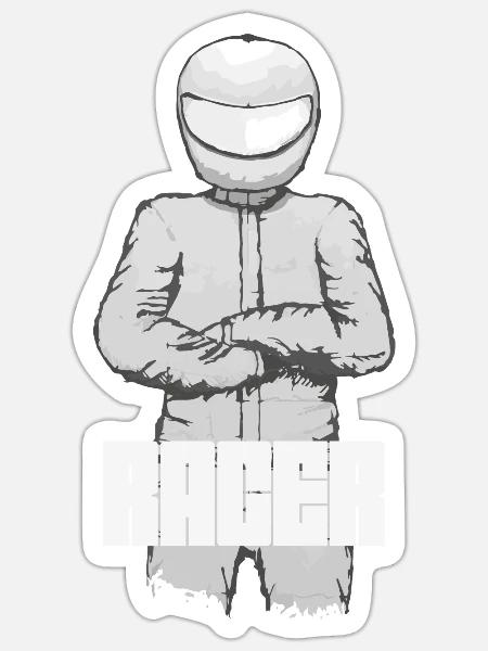 Racer, Racing Driver und Schriftzug - Sticker Größe S (10 x 10 cm) - Mattweiß