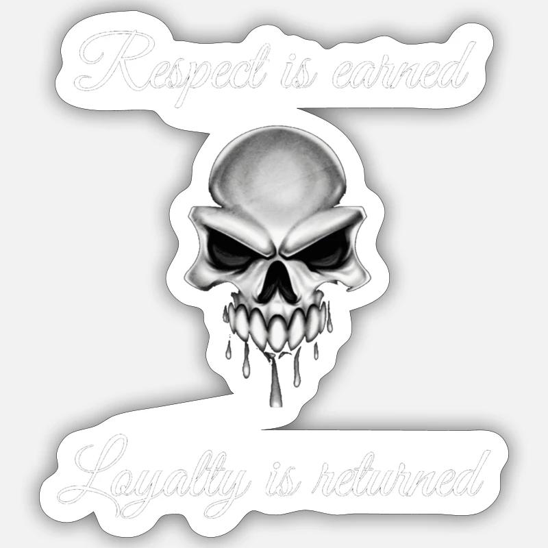 Skull Respect - Sticker size S (10 x 10 cm) - white matte