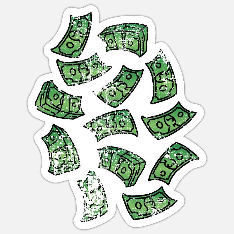 Dollarschein Regen - Sticker Größe S (10 x 10 cm) - Mattweiß