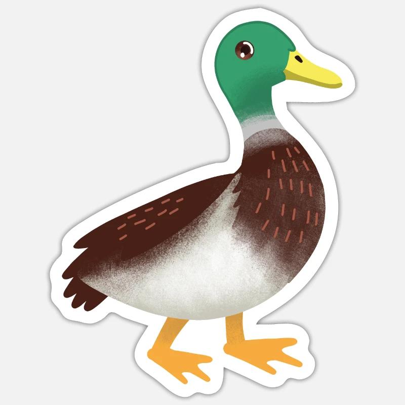 Main simple de canard colvert dessiné Sticker taille S (10 x 10 cm)