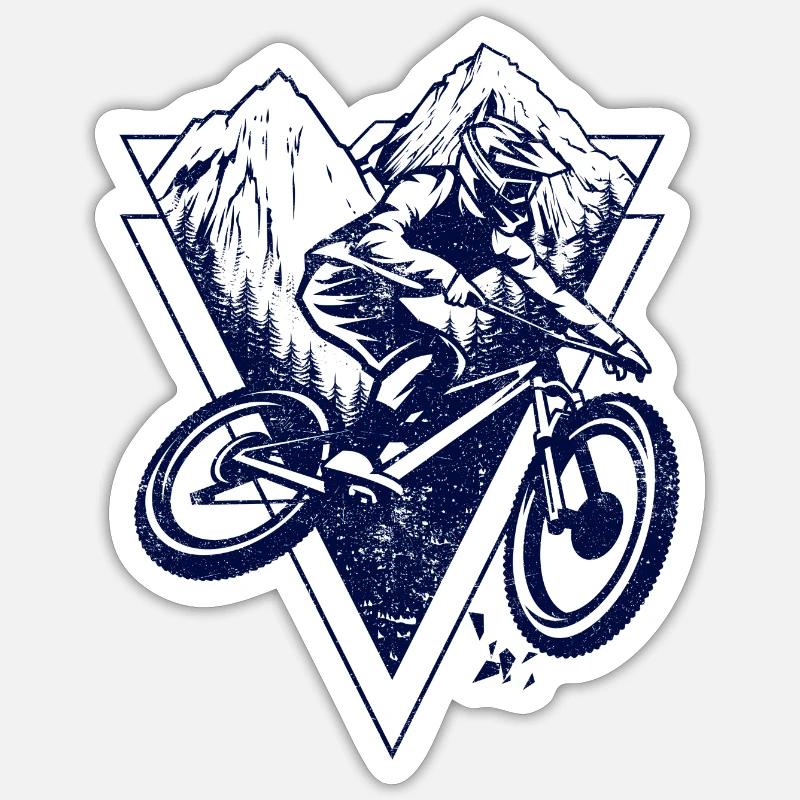 Mountainbiker im Ridge Triangle - Sticker Größe S (10 x 10 cm) - Mattweiß