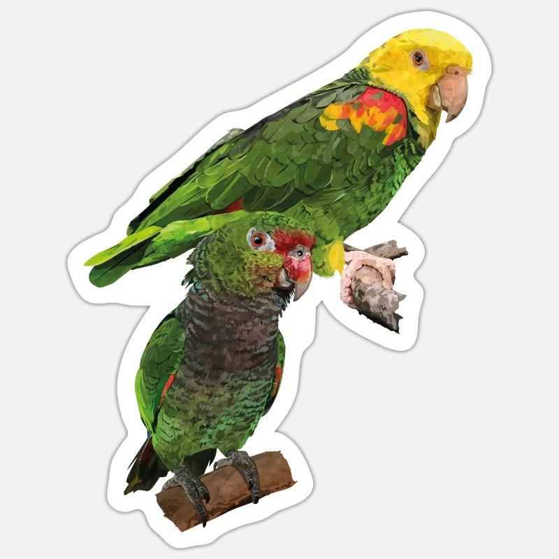 Perroquets - Sticker taille S (10 x 10 cm) - blanc mat