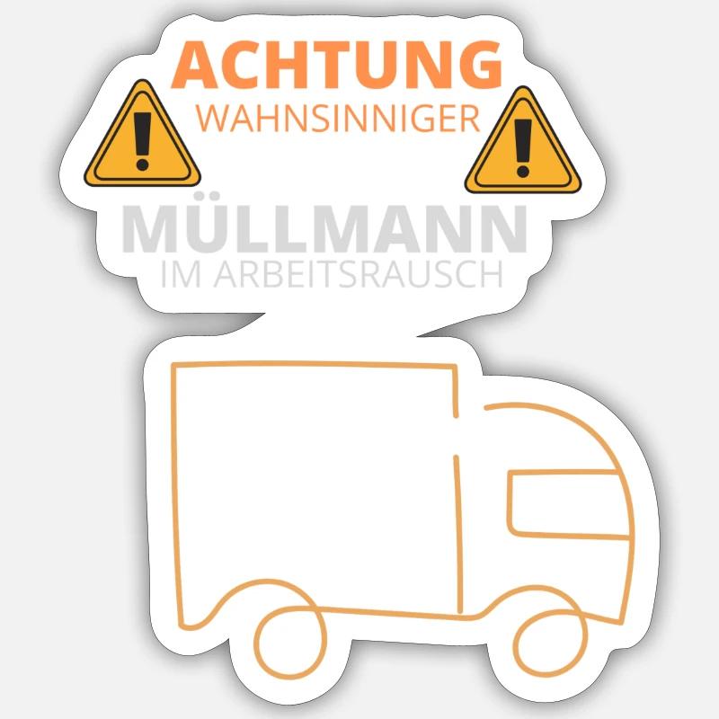 Müllabfuhr - Sticker Größe S (10 x 10 cm) - Mattweiß