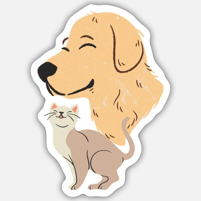 cane e gatto - Sticker formato S (10 x 10 cm) - bianco opaco