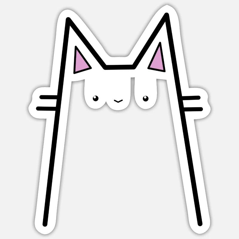 Conception de graphiques de chats - Sticker taille S (10 x 10 cm) - blanc mat