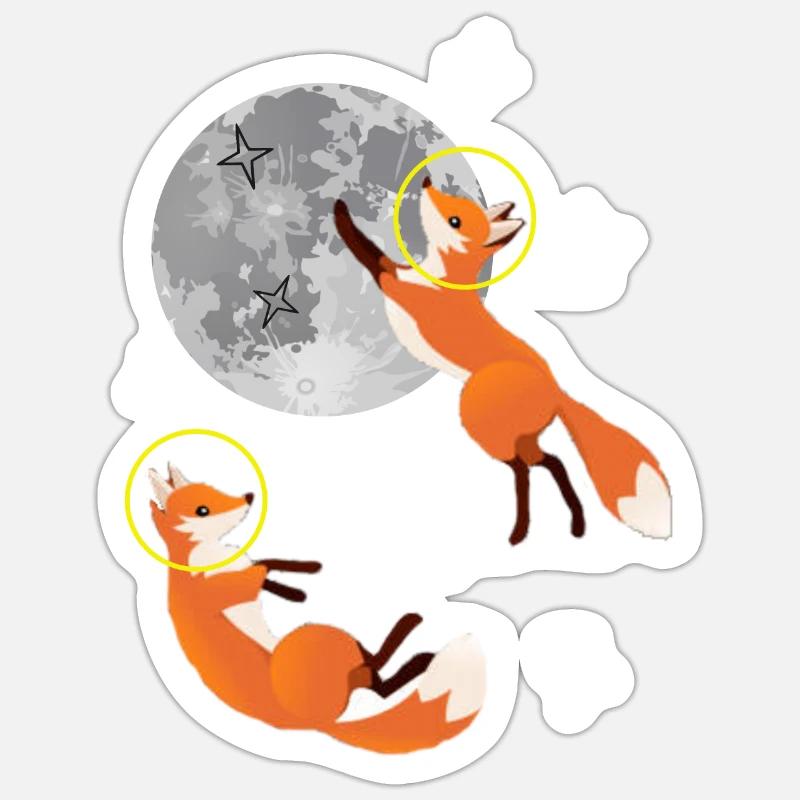 Renard renard dans l’espace - Sticker taille S (10 x 10 cm) - blanc mat