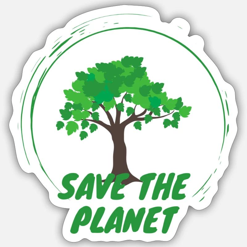 Save The Planet - Sticker taille S (10 x 10 cm) - blanc mat