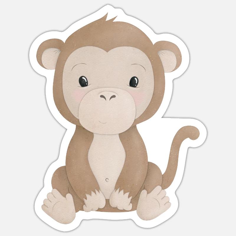 Singe - Sticker taille S (10 x 10 cm) - blanc mat