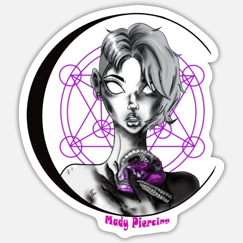 Mady piercing - Sticker taille S (10 x 10 cm) - blanc mat
