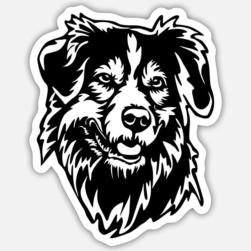 Australian Shepherd Kopf - Sticker Größe S (10 x 10 cm) - Mattweiß