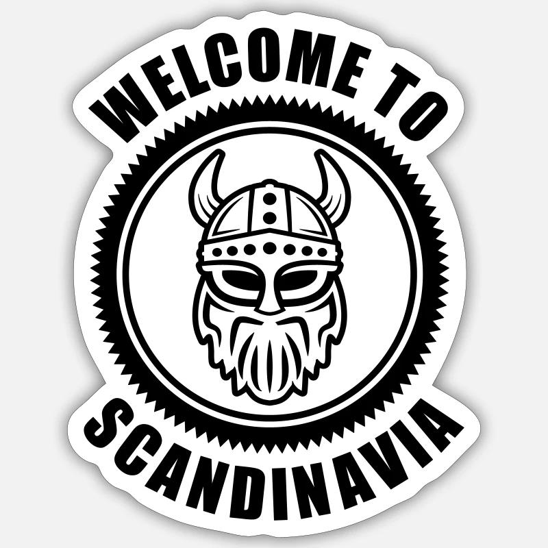 Wikinger Logo Welcome to Scandinavia - Sticker Größe S (10 x 10 cm) - Mattweiß