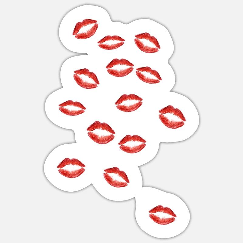 baiser baiser baiser lèvres amour baisers rouge à lèvres amour Sticker taille S (10 x 10 cm)