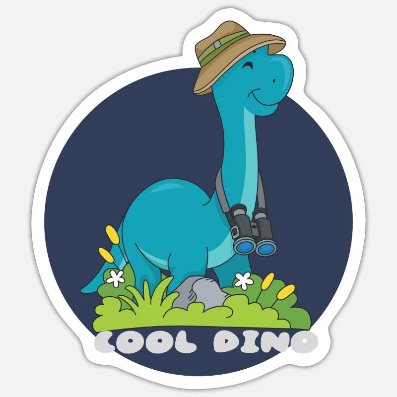 Cool Dino - Sticker taille S (10 x 10 cm) - blanc mat