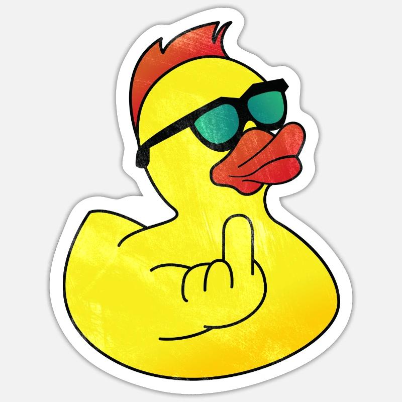 Gummiente Coole Badeente - Sticker Größe S (10 x 10 cm) - Mattweiß