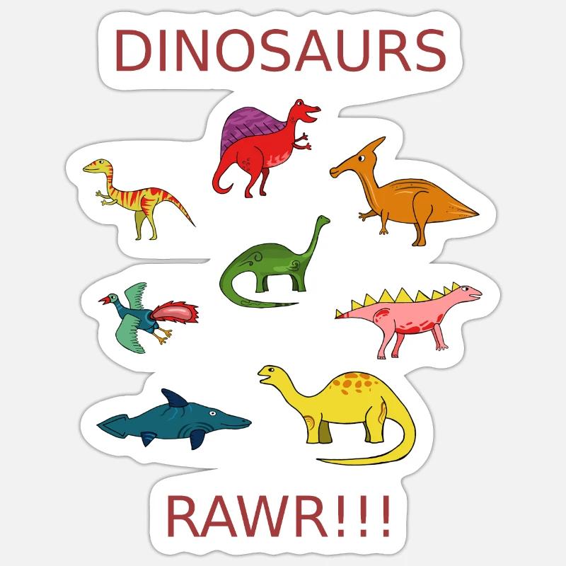 Dinosaur Pattern Rawr Dinosaur Dinosaurs - Sticker size S (10 x 10 cm) - white matte